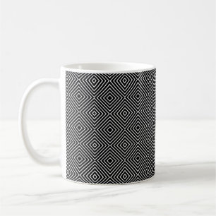Abstrakt Black and White Geometric Mönster Kaffemugg