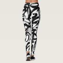 Abstrakt Black and White Leggings