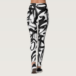 Abstrakt Black and White Leggings