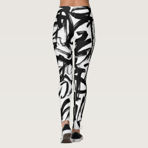 Abstrakt Black and White Leggings