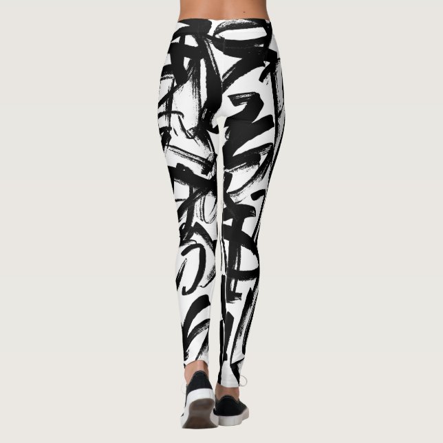Abstrakt Black and White Leggings (Baksida)
