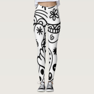 Abstrakt Black and White Leggings