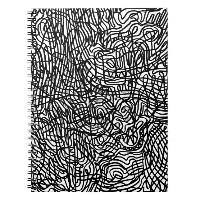 Abstrakt Black and White Linjer Mönster Anteckningsbok (Framsidan)
