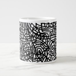 Abstrakt Black and White Linjer Mönster Jumbo Mugg