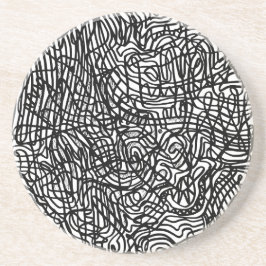 Abstrakt Black and White Linjer Mönster Sandstone Underlägg