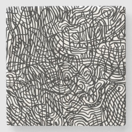 Abstrakt Black and White Linjer Mönster Stenunderlägg