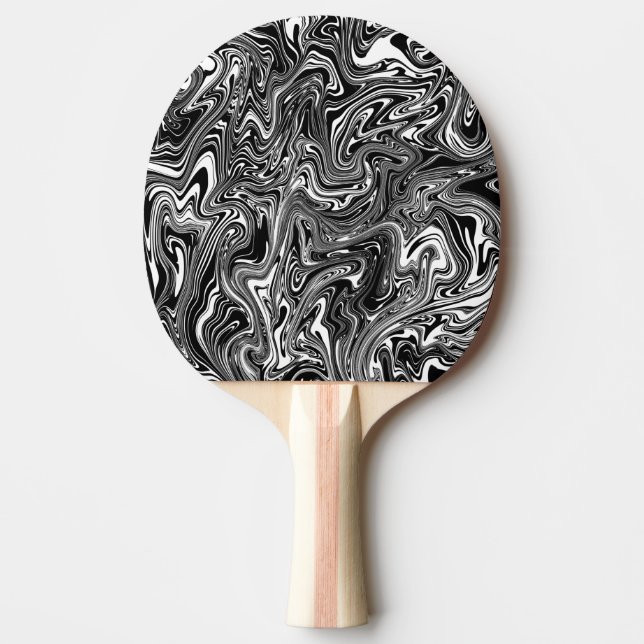 Abstrakt Black and White Liquid Marble Mönster Pingisracket (Framsidan)
