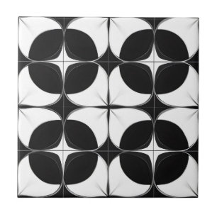 Abstrakt Black and White Mönster Kakelplatta