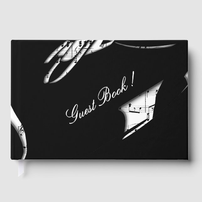 Abstrakt Black and White Music Theme Guest Bok (Framsida)