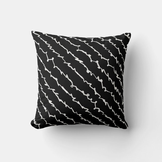 Abstrakt Black and White Scribbles Dekorativ kudde (Framsida)
