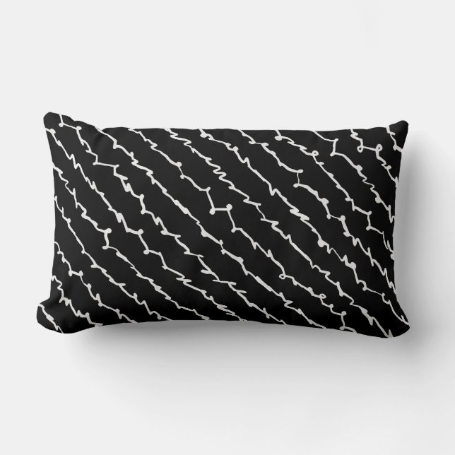 Abstrakt Black and White Scribbles Lumbar Pillow Lumbarkudde (Framsida)