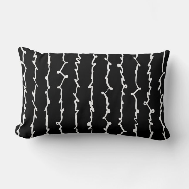Abstrakt Black and White Scribbles Lumbarkudde (Framsida)
