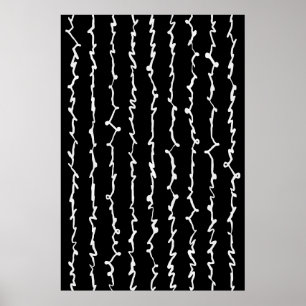 Abstrakt Black and White Scribbles Poster