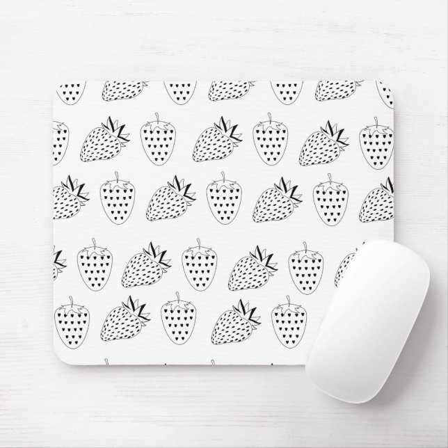 Abstrakt Black and White Strawberry Musmatta (Med mus)