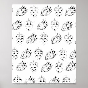 Abstrakt Black and White Strawberry Poster