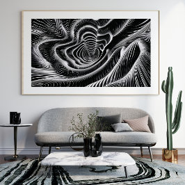 Abstrakt Black and White Swirl Fototryck