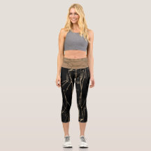 Abstrakt Black_Beige Yoga Capris av JOYA KVÄLL