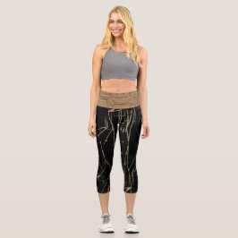 Abstrakt Black_Beige Yoga Capris av JOYA KVÄLL