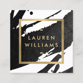 Abstrakt Black Bläck Brushstrokes Fyrkantigt Visitkort