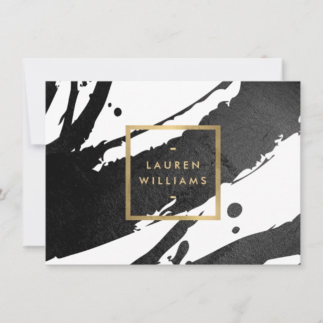 Abstrakt Black Bläck Brushstrokes Gift Certificate Anteckningskort (Framsida)