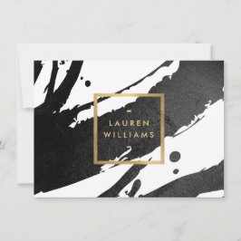 Abstrakt Black Bläck Brushstrokes Gift Certificate Anteckningskort