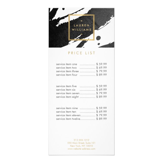 Abstrakt Black Bläck Brushstrokes Reklamkort (Framsidan)