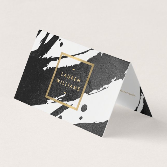 Abstrakt Black Bläck Brushstrokes Visitkort (Framsida)