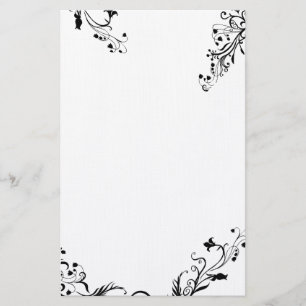 Abstrakt Black Blommigt Vining Stationery Brevpapper