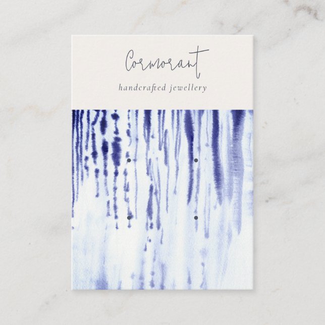 Abstrakt Bläck Blue Linjer 2 Öroning Stud Holder Visitkort (Framsida)