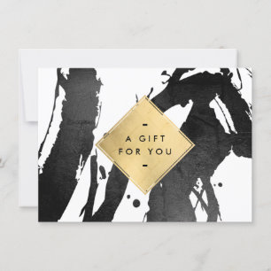 Abstrakt Black Brushstrokes Faux Guld Gift Card