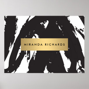 Abstrakt Black Brushstrokes Poster