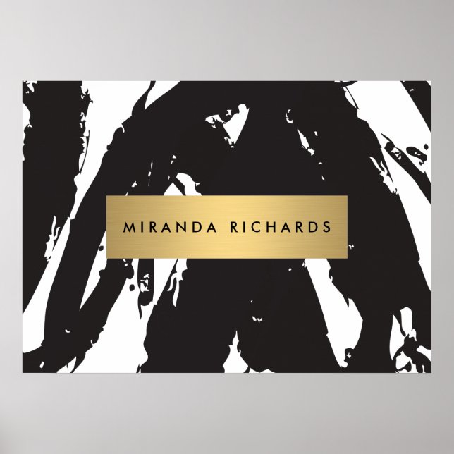 Abstrakt Black Brushstrokes Poster (Framsidan)