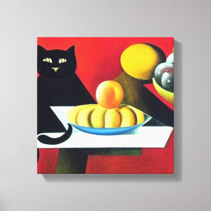Abstrakt Black Cat Canvastryck