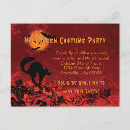 Abstrakt Black Cat och Fladdermus Halloween fest Inbjudan Vykort