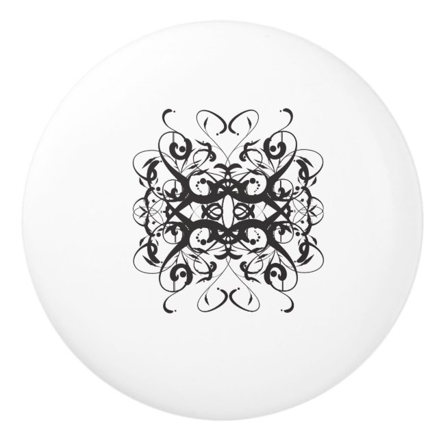 Abstrakt Black Ceramic Knob Knopp (Framsidan)
