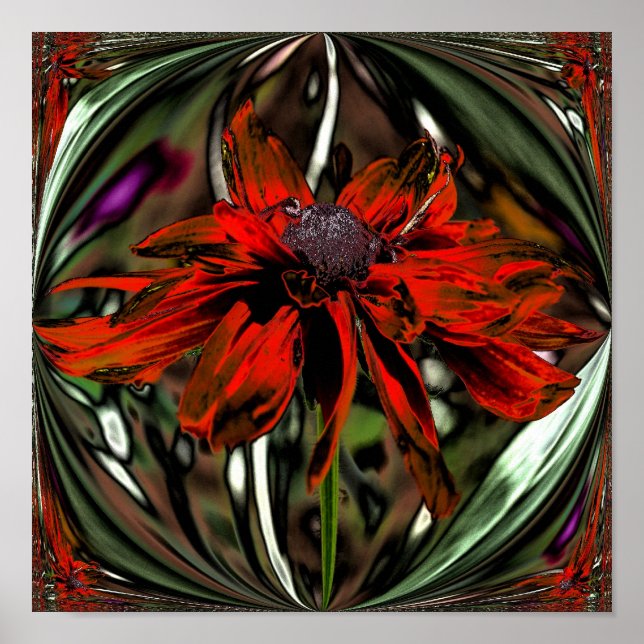Abstrakt Black Eyed Susan Flower Art Poster (Framsidan)