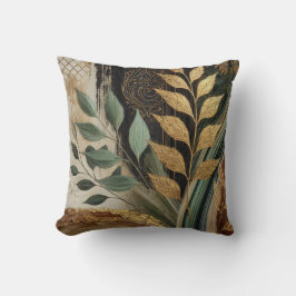 Abstrakt Black-Golden Löv Artwork Stil 10 Kudde