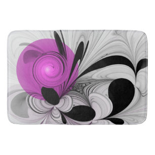 Abstrakt Black Grått med Magenta Fractal Art Badrumsmatta