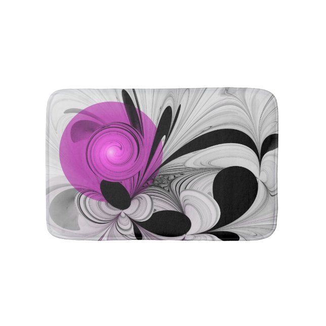 Abstrakt Black Grått med Magenta Fractal Art Badrumsmatta (Framsidan)