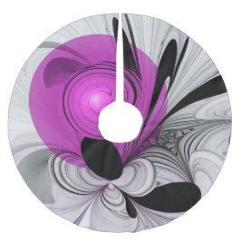 Abstrakt Black Grått med Magenta Fractal Art Julgransmatta Borstad Polyester