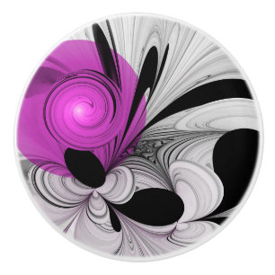 Abstrakt Black Grått med Magenta Fractal Art Knopp