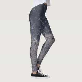 Abstrakt Black Grått Tan Painting Leggings