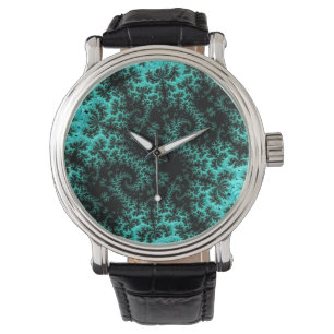 Abstrakt Black Grönt Fractal Mönster Armbandsur