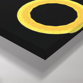 Abstrakt Black Guld Circle Wrapped Canvas Skriv ut