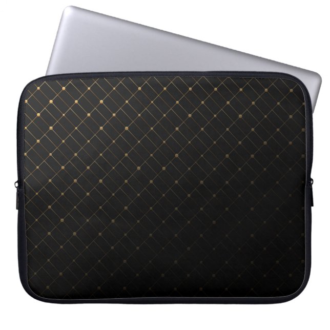 Abstrakt Black-Guld Geometric Mönster Laptop Fodral (Framsidan)