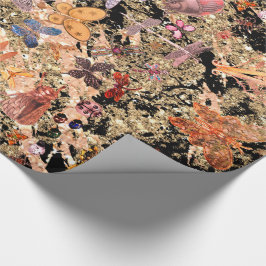 Abstrakt Black Guld Meadow Butterfly Insekter Gems Presentpapper