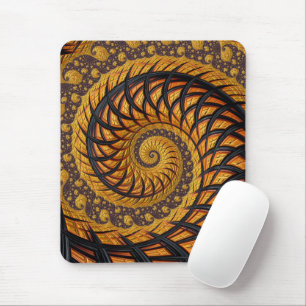 Abstrakt Black Guld Spiral Fractal Musmatta