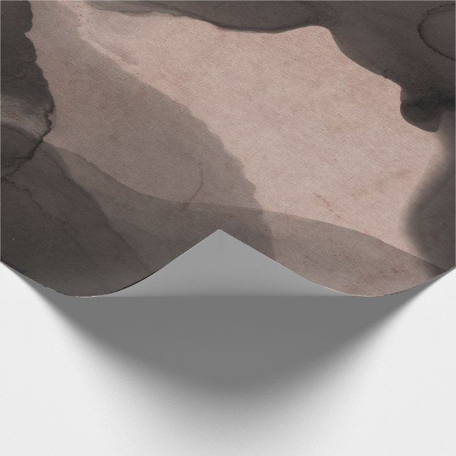 Abstrakt Black Ivory Creamy Bläck Painting Rosa Presentpapper (Hörn)