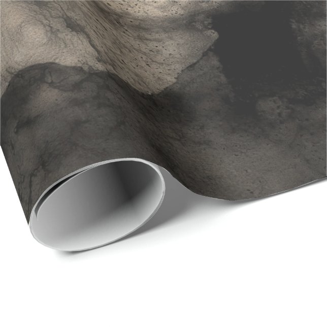 Abstrakt Black Ivory Creamy Bläck Painting Urban Presentpapper (Rullad Hörn)