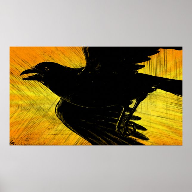 Abstrakt Black Kråka Grunge Poster (Framsidan)